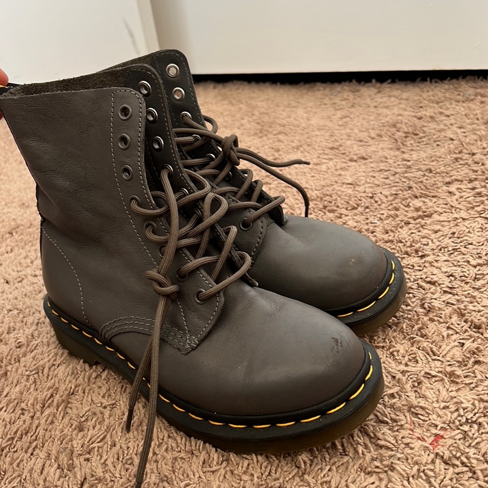 Grey doc martens